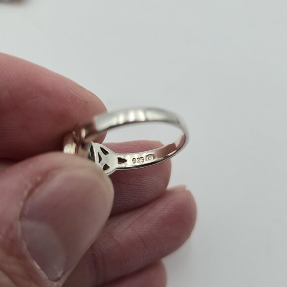 Size 5 Sterling Silver Blue Sapphire Celtic Accent Band Ring A4285 - Picture 6 of 9